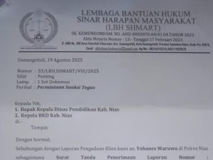 Yohanes Waruwu Minta Disdik Kab.Nias,  Tindak Oknum P3K Trysmen S Waruwu Diduga Mencemarkan Nama Baiknya